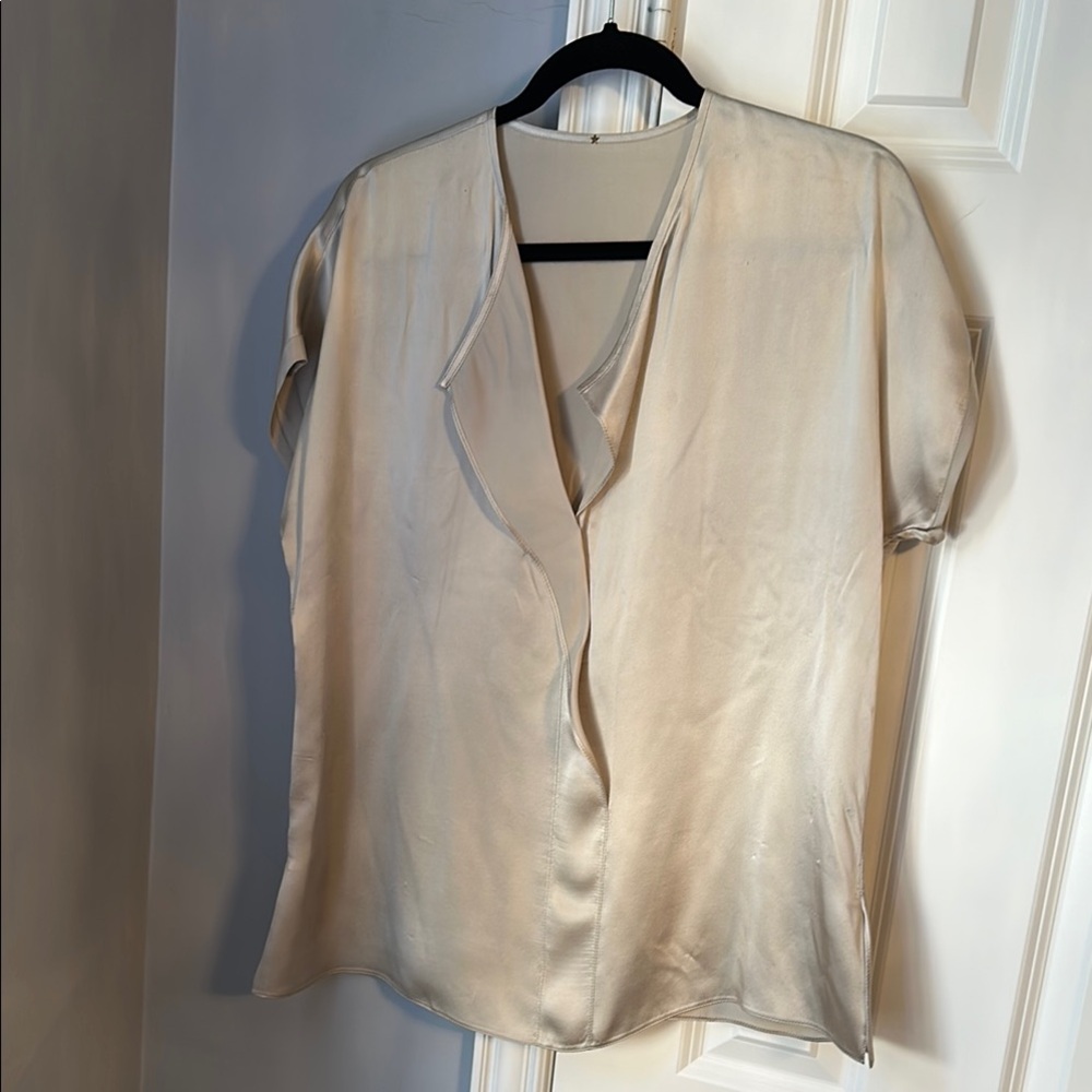 Vince Cream Relaxed Notched Collar Blouse